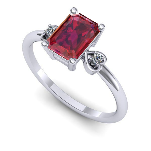 Inel logodna din aur alb cu rubin