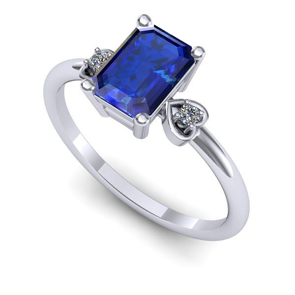 Inel din aur alb cu safir