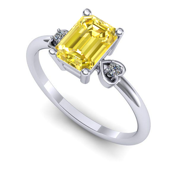 Inel din aur alb cu safir galben