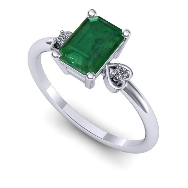 Inel din aur alb cu smarald