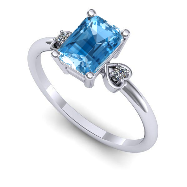 Inel logodna din aur alb cu topaz blue