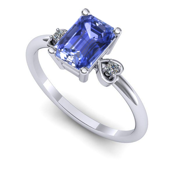 Inel logodna din aur alb cu tanzanit