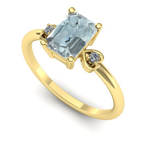 Inel din aur galben cu aquamarin