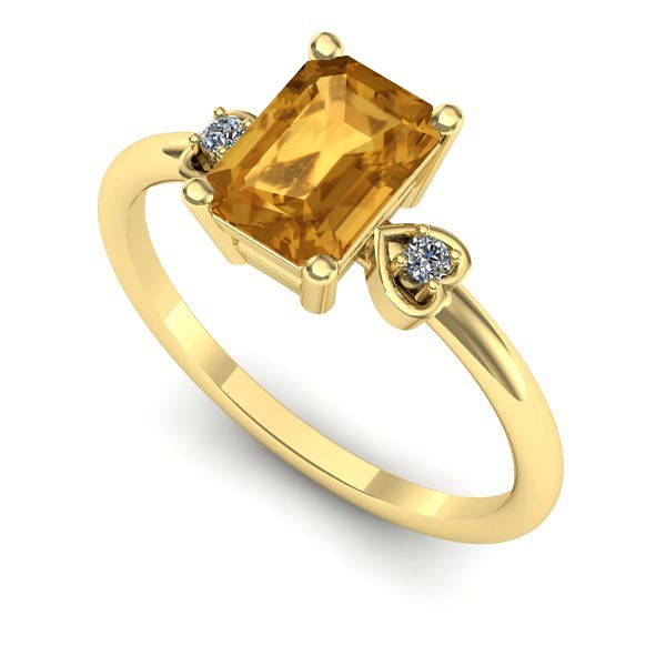 Inel logodna din aur galben cu citrin