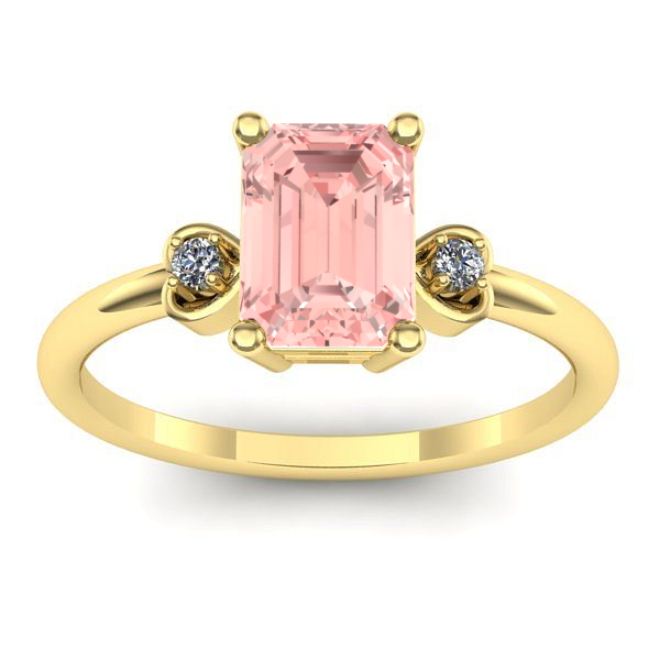 Inel logodna cu diamant de laborator roz dreptunghiular