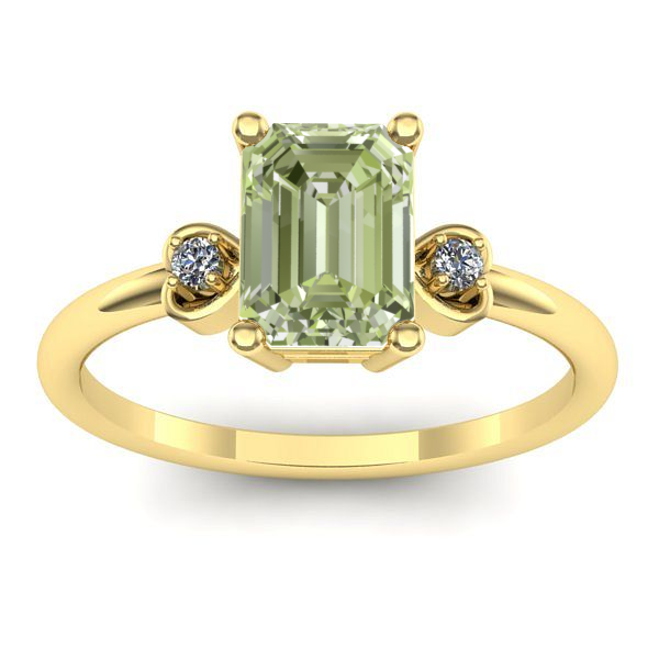 Inel cu diamant de laborator verde dreptunghiular