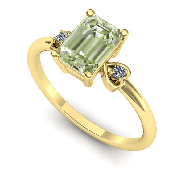 Inel de logodna din aur galben cu diamant de laborator verde