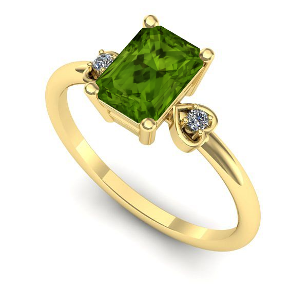 Inel logodna din aur galben cu peridot