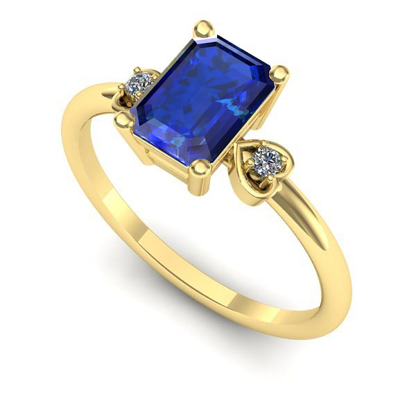 Inel logodna din aur galben cu safir