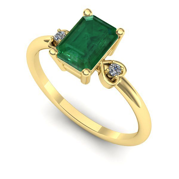 Inel de logodna din aur galben cu smarald