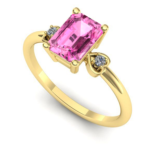 Inel de logodna din aur galben cu safir roz