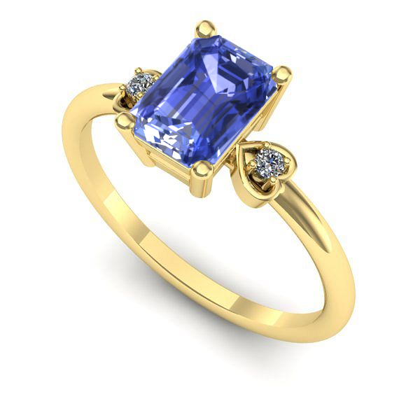 Inel logodna din aur galben cu tanzanit