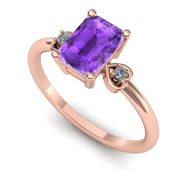 Inel logodna din aur roz cu ametist