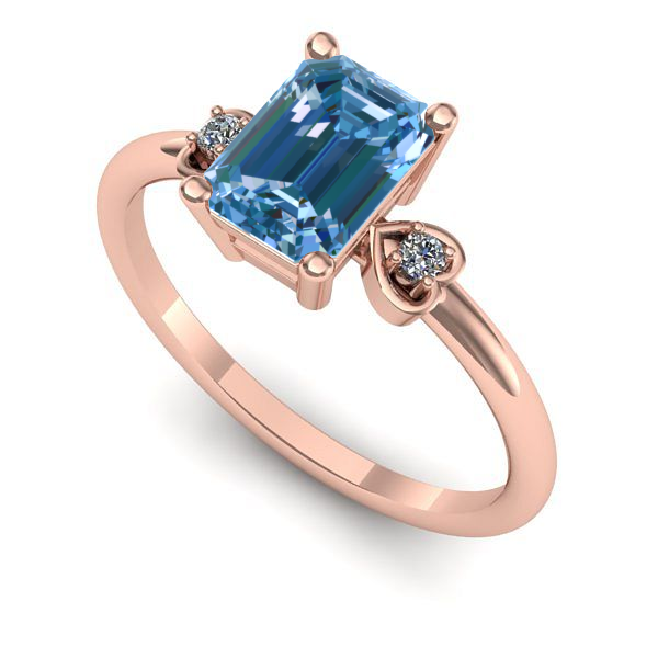 Inel de logodna din aur roz cu diamant de laborator albastru