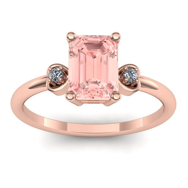 Inel logodna cu diamant de laborator roz dreptunghiular