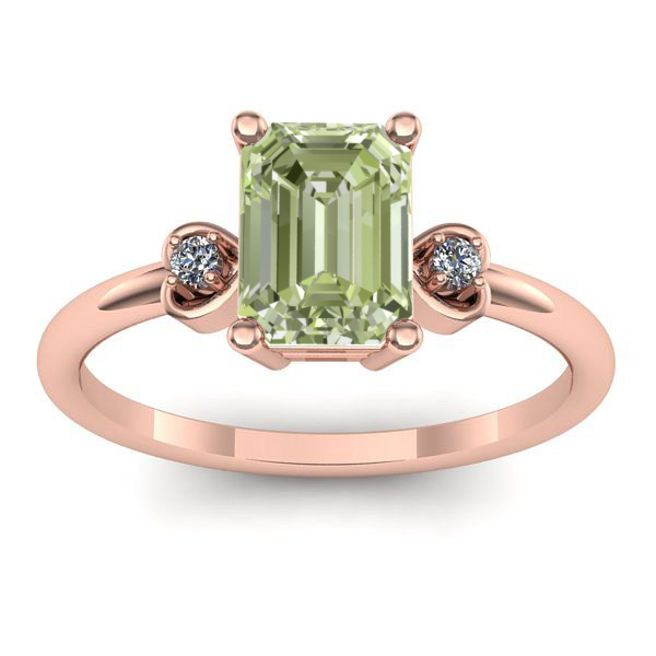 Inel de logodna cu diamant de laborator verde dreptunghiular