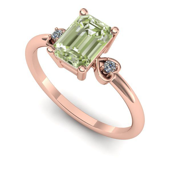 Inel din aur roz cu diamant de laborator verde