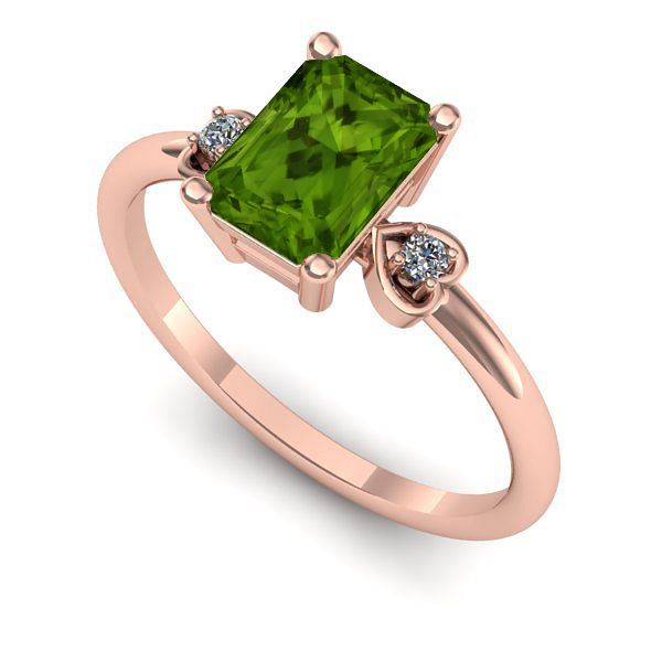Inel logodna din aur roz cu peridot