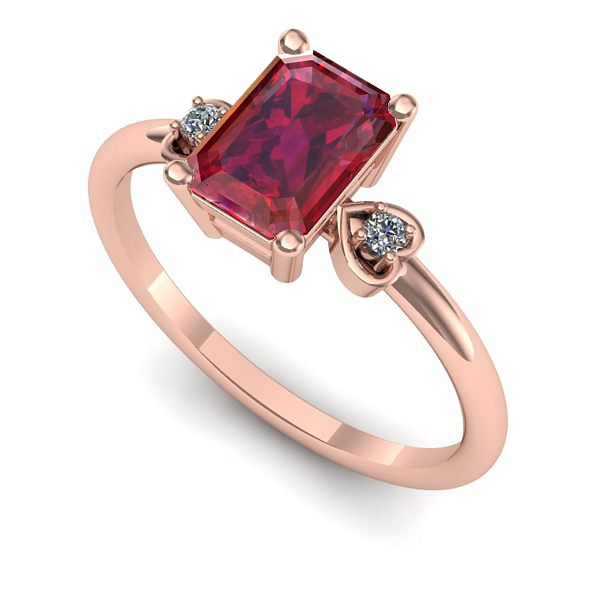 Inel logodna din aur roz cu rubin