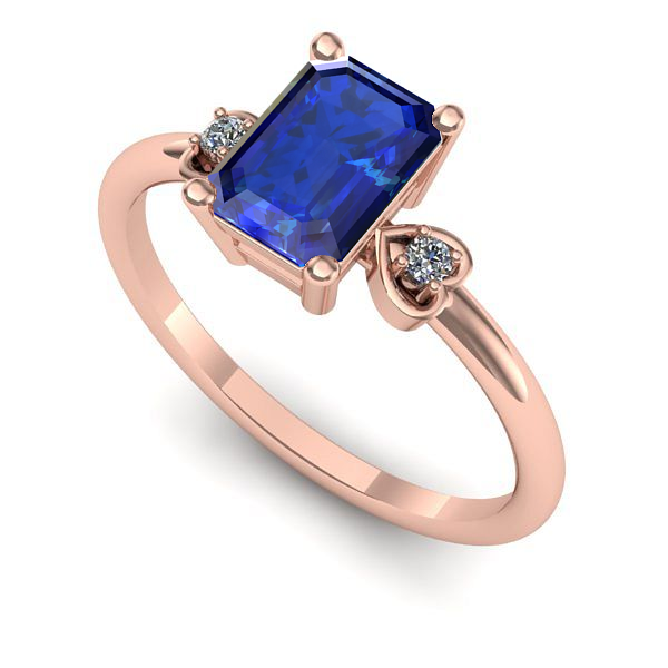 Inel de logodna din aur roz cu safir