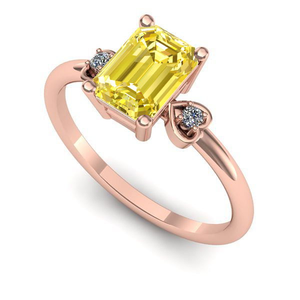 Inel din aur roz cu safir galben