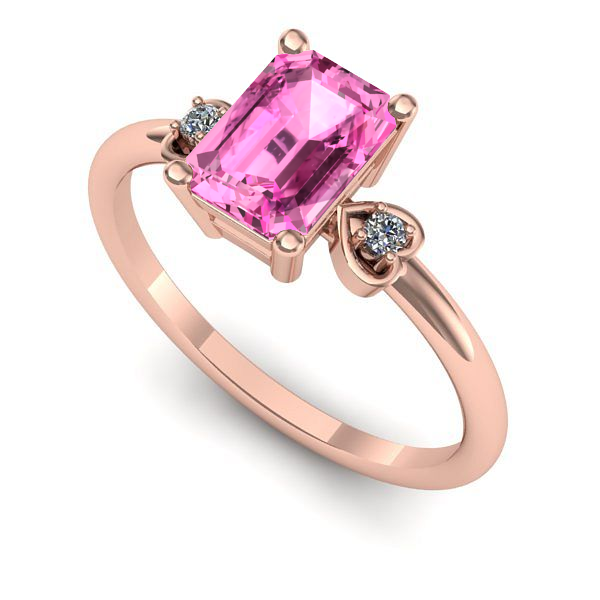 Inel logodna din aur roz cu safir roz