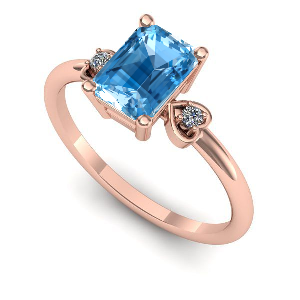 Inel de logodna din aur roz cu topaz blue
