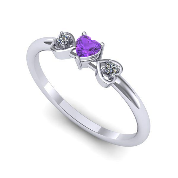 Inel logodna din aur alb cu ametist