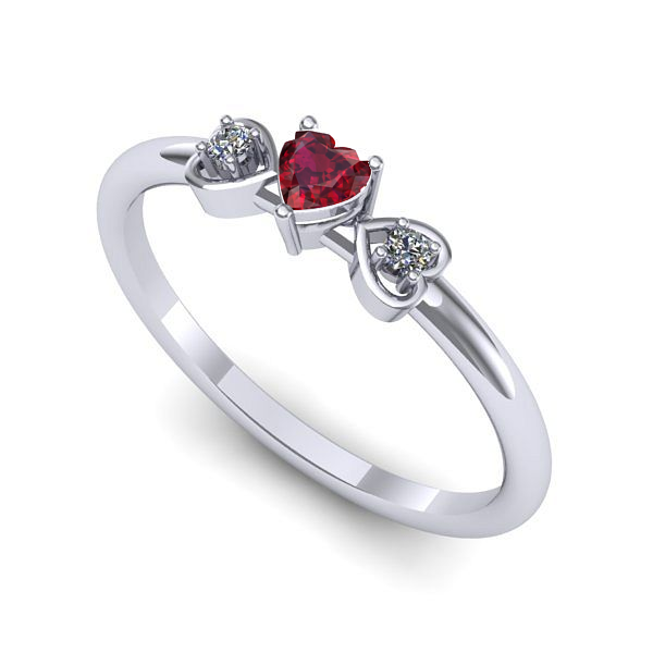 Inel din aur alb cu rubin