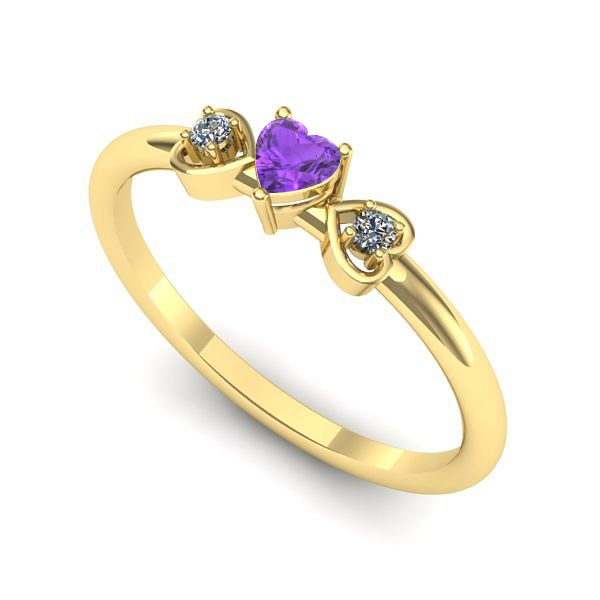 Inel de logodna din aur galben cu ametist