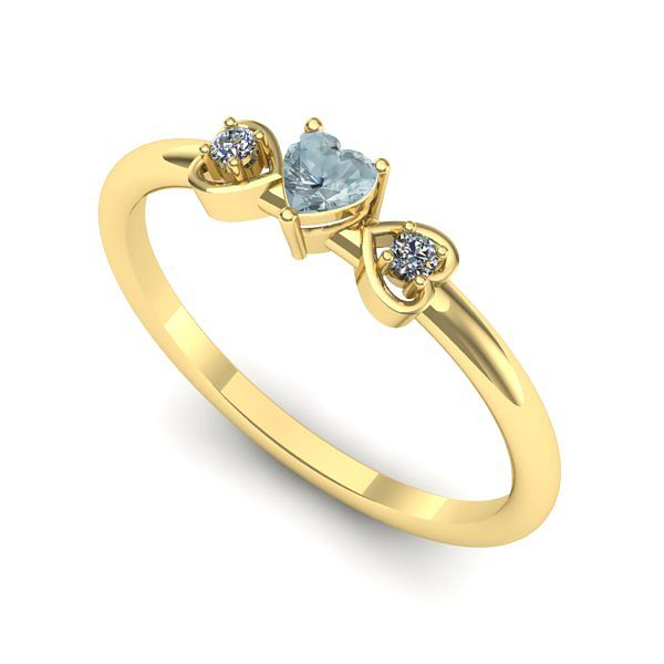 Inel din aur galben cu aquamarin