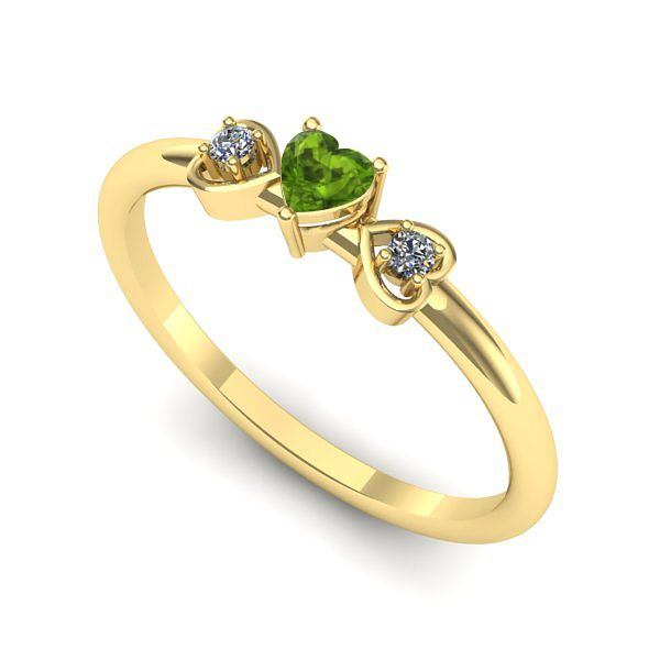 Inel logodna din aur galben cu peridot