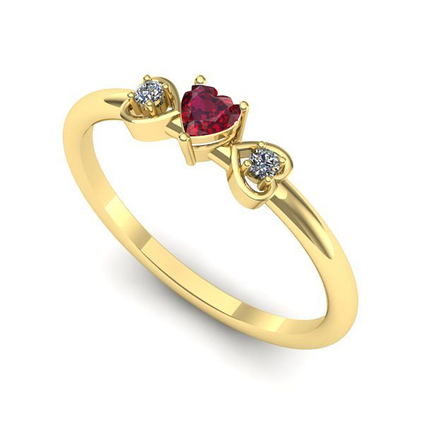 Inel logodna din aur galben cu rubin