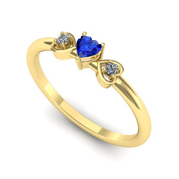 Inel logodna din aur galben cu safir