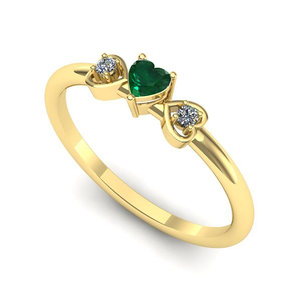 Inel logodna din aur galben cu smarald
