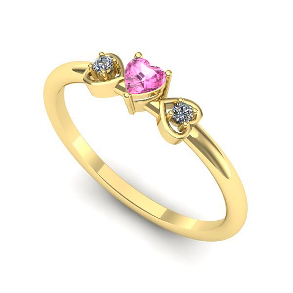 Inel logodna din aur galben cu safir roz