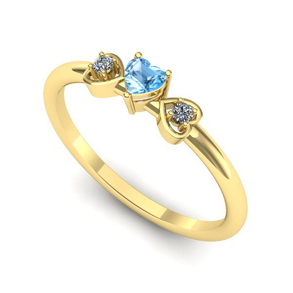 Inel de logodna din aur galben cu topaz blue
