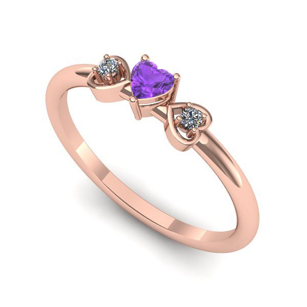 Inel de logodna din aur roz cu ametist