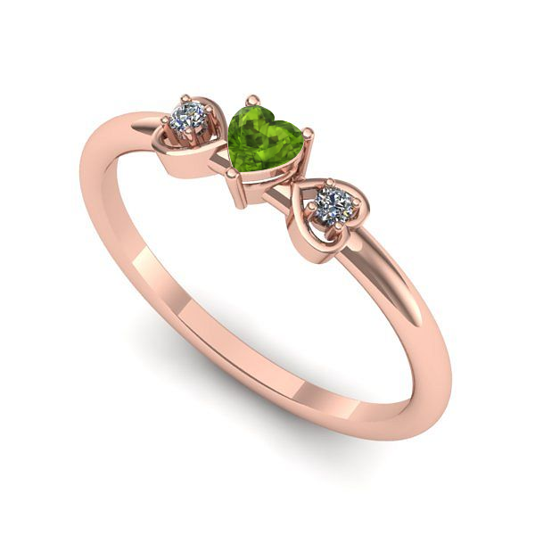 Inel logodna din aur roz cu peridot