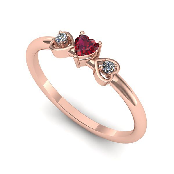 Inel de logodna din aur roz cu rubin