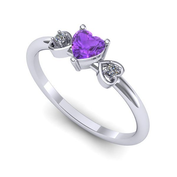 Inel din aur alb cu ametist