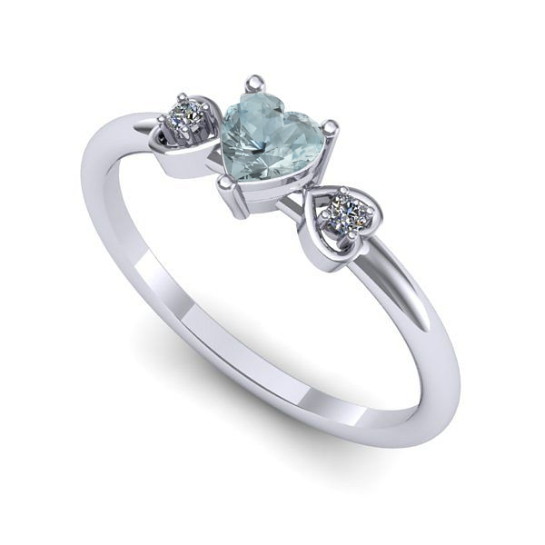 Inel logodna din aur alb cu aquamarin