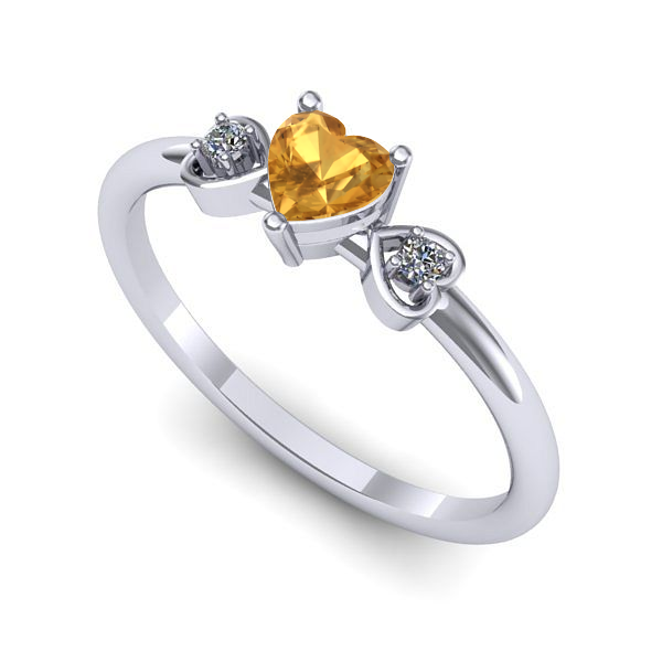 Inel din aur alb cu citrin