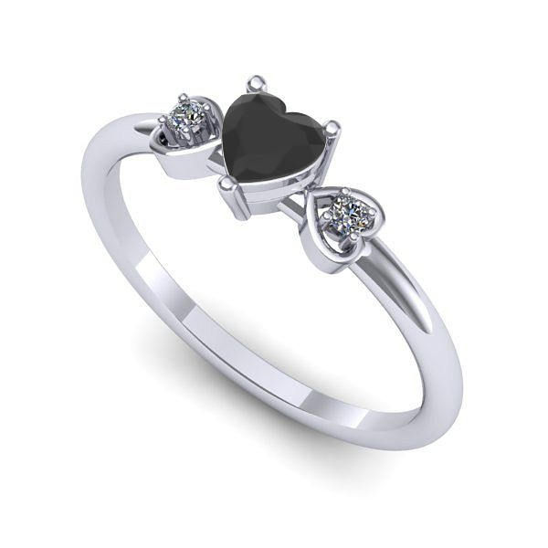 Inel de logodna din aur alb cu diamant negru