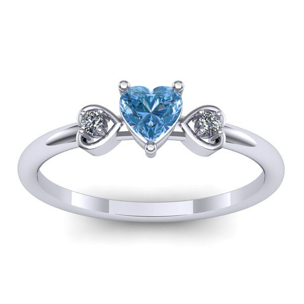 Inel de logodna cu diamant de laborator albastru inima