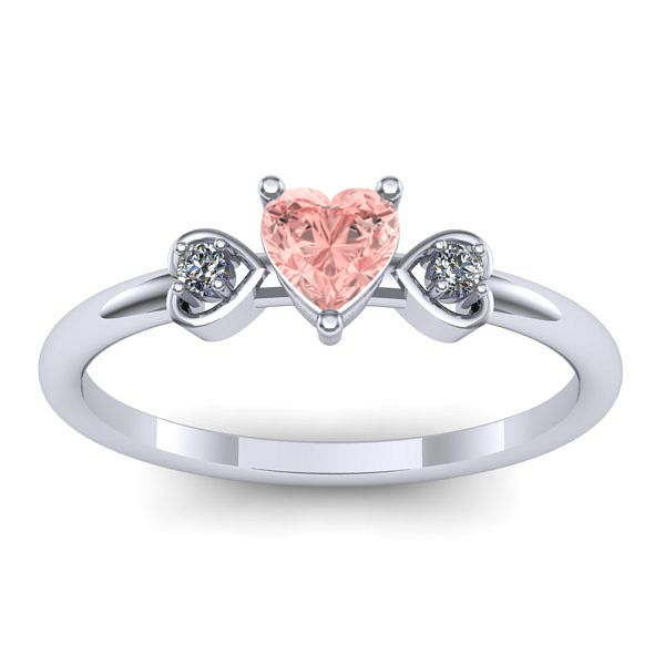 Inel de logodna cu diamant de laborator roz inima