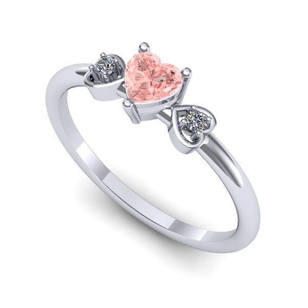 Inel logodna din aur alb cu diamant de laborator roz
