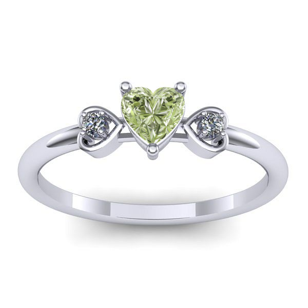 Inel cu diamant de laborator verde inima