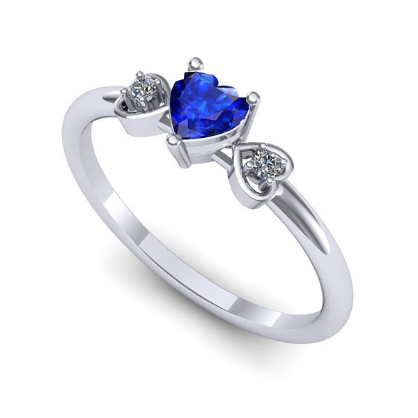 Inel din aur alb cu safir