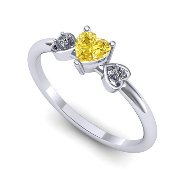 Inel din aur alb cu safir galben